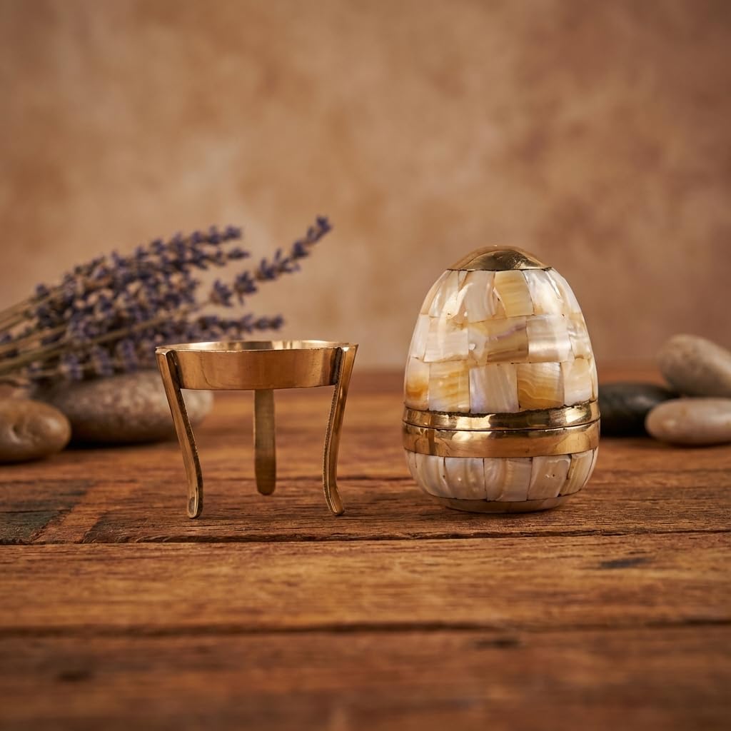 mother of pearl and brass trinket for jewelry and keepsakes storage | premium gifting for friend, sister & mother (egg) pack of 1
