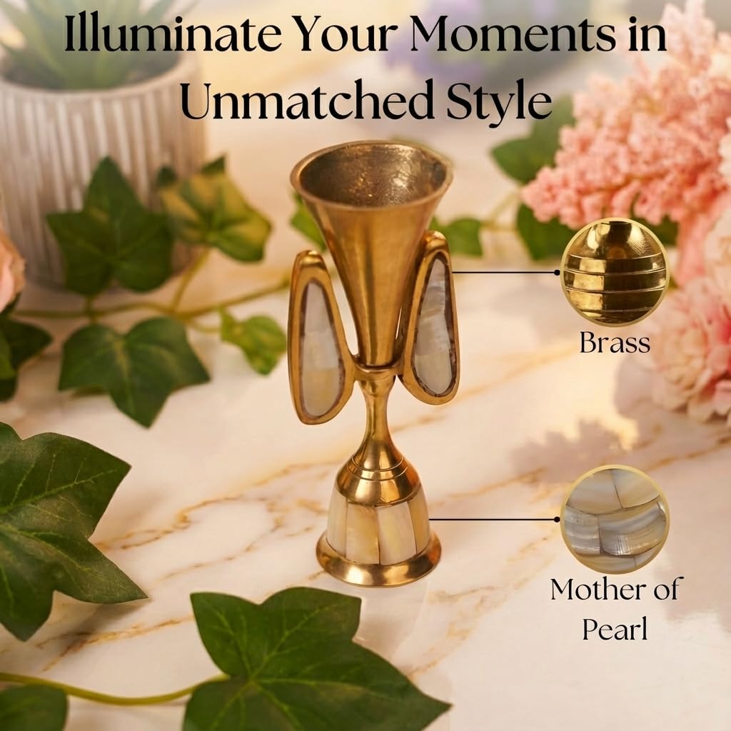 single brass & mother of pearl candle holder for taper candles – decorative candlestick for home, bedroom, living room decor, table centerpieces (angel) 17 x 7 cm pack of 1 single brass & mother of pearl candle holder for taper candles – decorative candlestick for home, bedroom, living room decor, table centerpieces (angel) 17 x 7 cm pack of 1