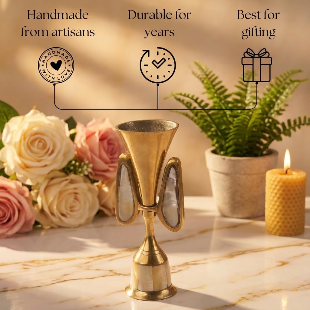 single brass & mother of pearl candle holder for taper candles – decorative candlestick for home, bedroom, living room decor, table centerpieces (angel) 17 x 7 cm pack of 1 single brass & mother of pearl candle holder for taper candles – decorative candlestick for home, bedroom, living room decor, table centerpieces (angel) 17 x 7 cm pack of 1