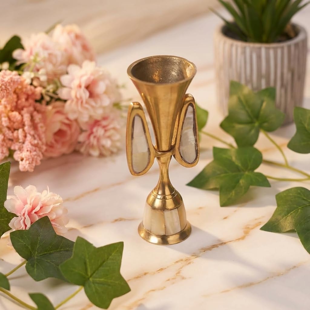 single brass & mother of pearl candle holder for taper candles – decorative candlestick for home, bedroom, living room decor, table centerpieces (angel) 17 x 7 cm pack of 1 single brass & mother of pearl candle holder for taper candles – decorative candlestick for home, bedroom, living room decor, table centerpieces (angel) 17 x 7 cm pack of 1