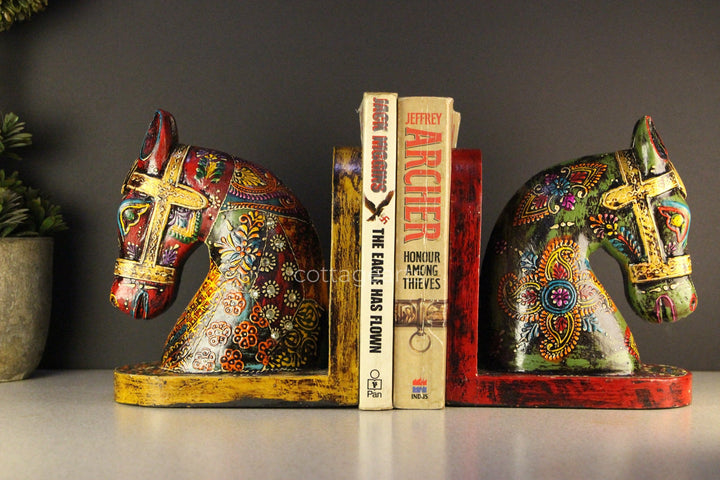 wooden book ends, horse wooden book ends, horse