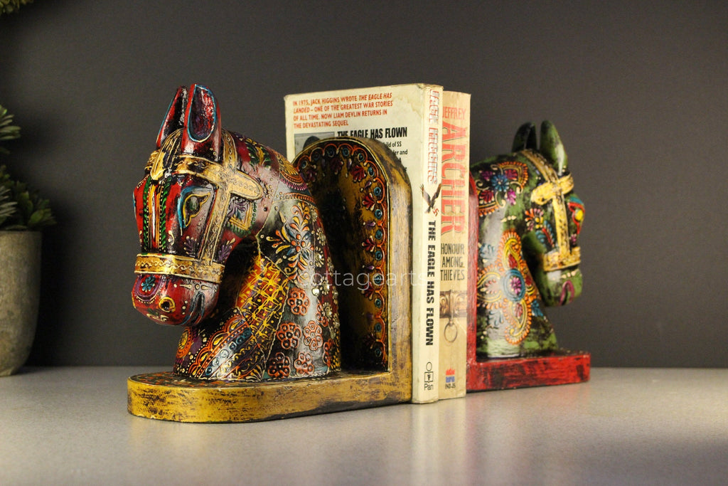 wooden book ends, horse wooden book ends, horse